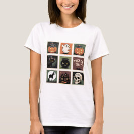 Retro Halloween frimärkssamling T-shirt