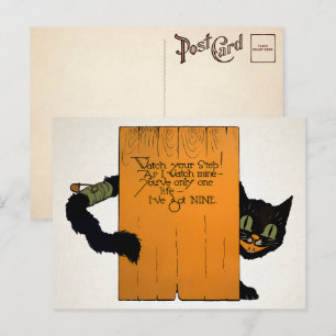 Retro Halloween-gatukatt vykort