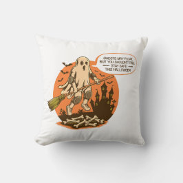 Retro Halloween Ghost Safety - fortsätt Säkert Kudde