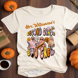 Retro Halloween Ghost Second Klass Teacher Namn T Shirt