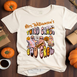 Retro Halloween Ghost tredje Klass-lärare Namn T Shirt