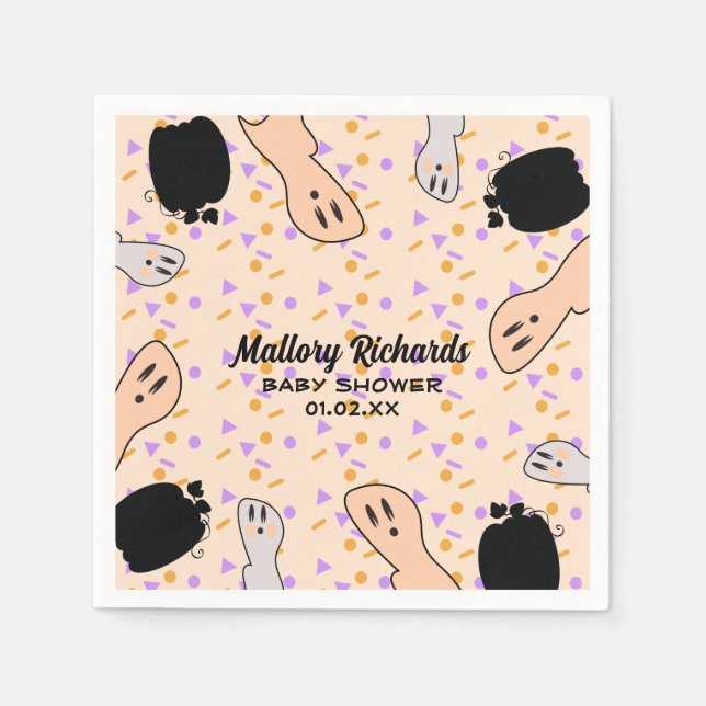 Retro Halloween Ghost vår lilla boo Baby Shower Pappersservett (Framsidan)