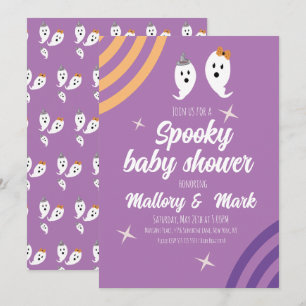 Retro Halloween Groovy Baby Shower-fest Inbjudningar
