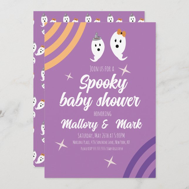 Retro Halloween Groovy Party Baby Shower Inbjudningar (Fram/baksida)