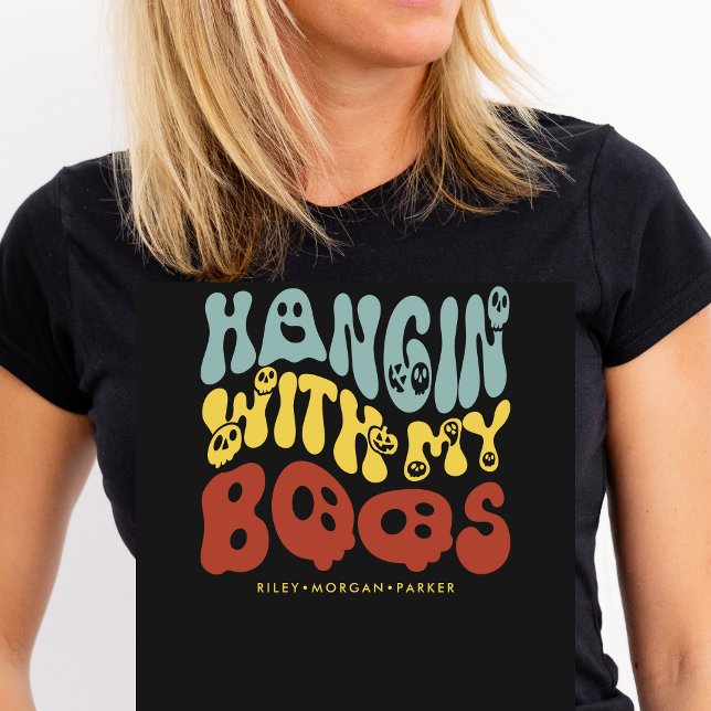 Retro Halloween Hangin med mitt eget namn i Boos T Shirt (Skapare uppladdad)