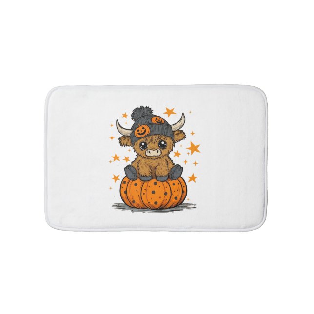 Retro Halloween Highland Cow Badrumsmatta (Framsidan)