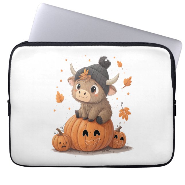 Retro Halloween Highland Ko 2 Laptop Fodral (Framsidan)