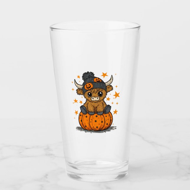 Retro Halloween Highland Ko Glaskopp (Framsida)