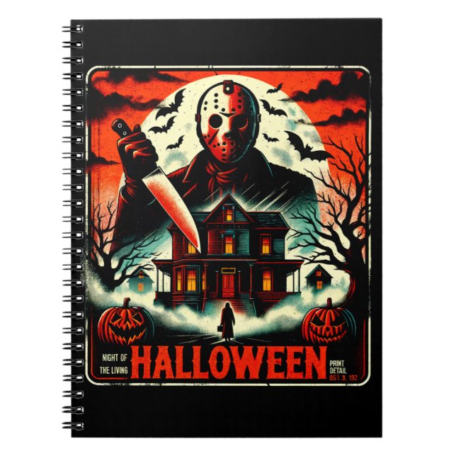 Retro Halloween Horror Natten 80-tal Slasher Vibes Anteckningsbok (Framsidan)