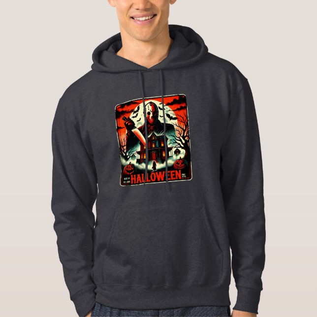 Retro Halloween Horror Natten 80-tal Slasher Vibes Hoodie (Framsida)