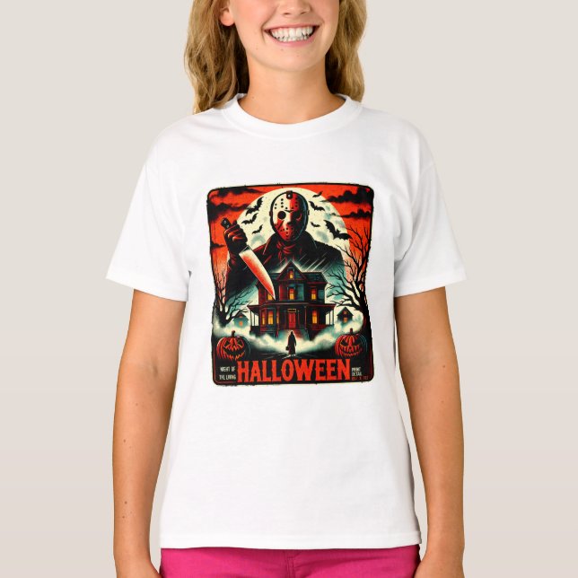 Retro Halloween Horror Natten 80-tal Slasher Vibes T Shirt (Framsida)