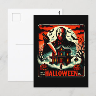 Retro Halloween Horror Natten 80-tal Slasher Vibes Vykort