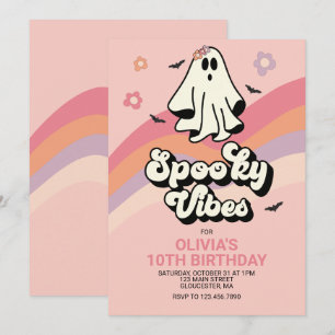 retro Halloween-inbjudan med groovy spöke Inbjudningar