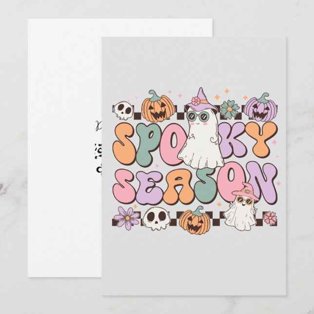 Retro Halloween Inbjudningar (Fram/baksida)