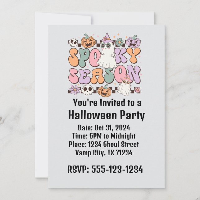 Retro Halloween Inbjudningar (Framsida)