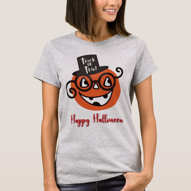 Retro Halloween Jack-o-lantern T-Shirt (Framsida)