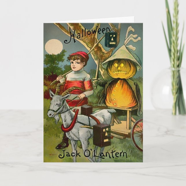 Retro Halloween Jack O'Lantern Card Helgkort (Framsida)