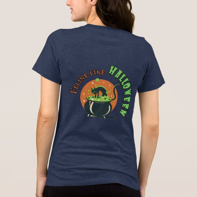 Retro Halloween-kattinlägg Skapar T Shirt (Baksida)