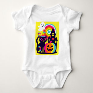 Retro Halloween Kawaii Black Cat, Pumpkin-design T Shirt