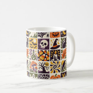Retro Halloween Kusliga Ikoner Kaffemugg
