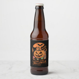 Retro Halloween Lång Liv Höst Skräck Säsong  Ölflaska Etikett