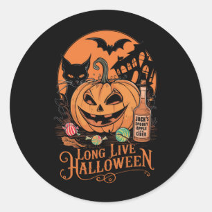 Retro Halloween Lång Liv Höst Skräck Säsong Runt Klistermärke