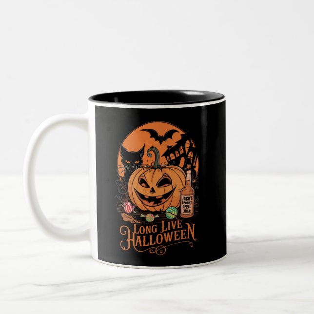 Retro Halloween Lång Liv Höst Skräck Säsong  Två-Tonad Mugg (Vänster)
