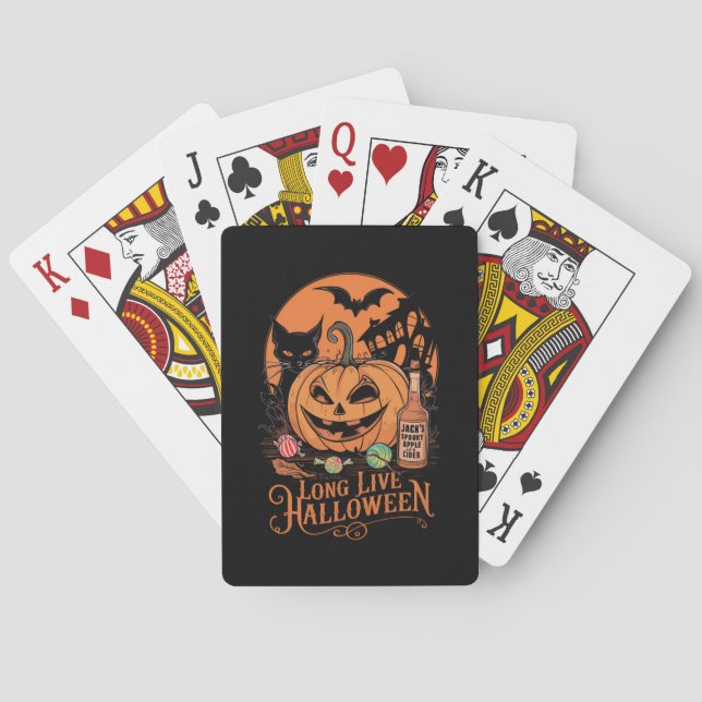 Retro Halloween långt liv Höst spöklik säsong  Casinokort (Baksidan)