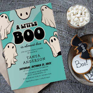Retro Halloween Little Boo Baby Shower Inbjudningar