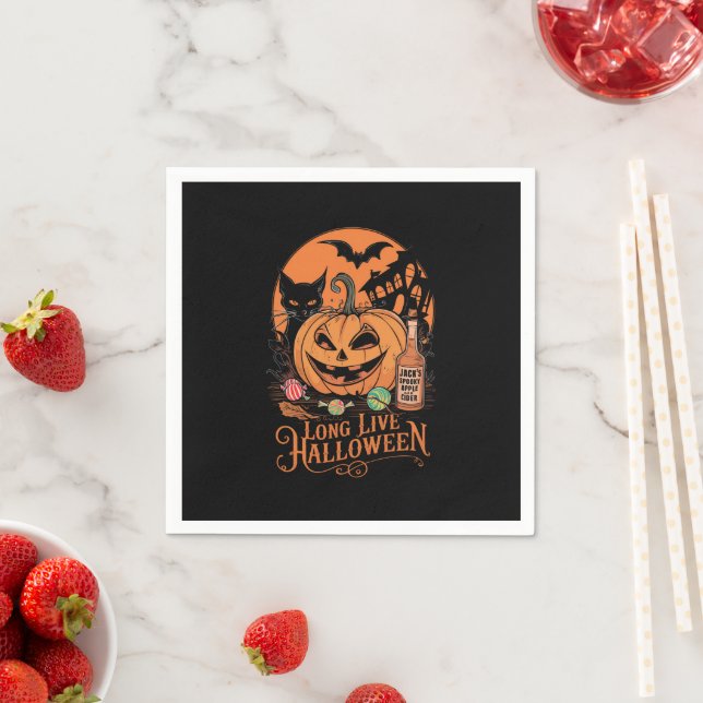 Retro Halloween Long Live Fall Spooky Season Pappersservett (Insitu)