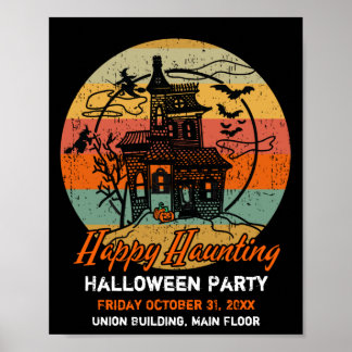 Retro Halloween Lycklig Haunting Haunting House Poster