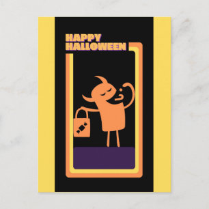 Retro Halloween Monster Bus eller godis Vykort