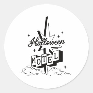 Retro Halloween Motel Shirt Creepy-Vintagen har av Runt Klistermärke