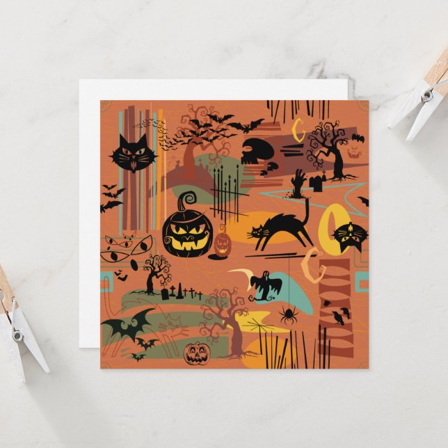 Retro Halloween O'Rama Inbjudningar (Fram/Back In Situ)