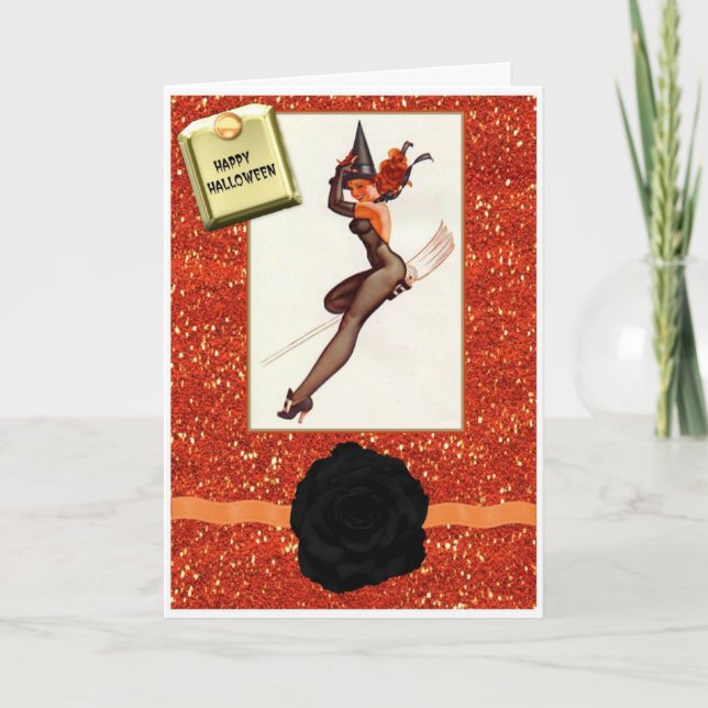 RETRO HALLOWEEN PIN UP GIRL CARD KORT (Framsida)