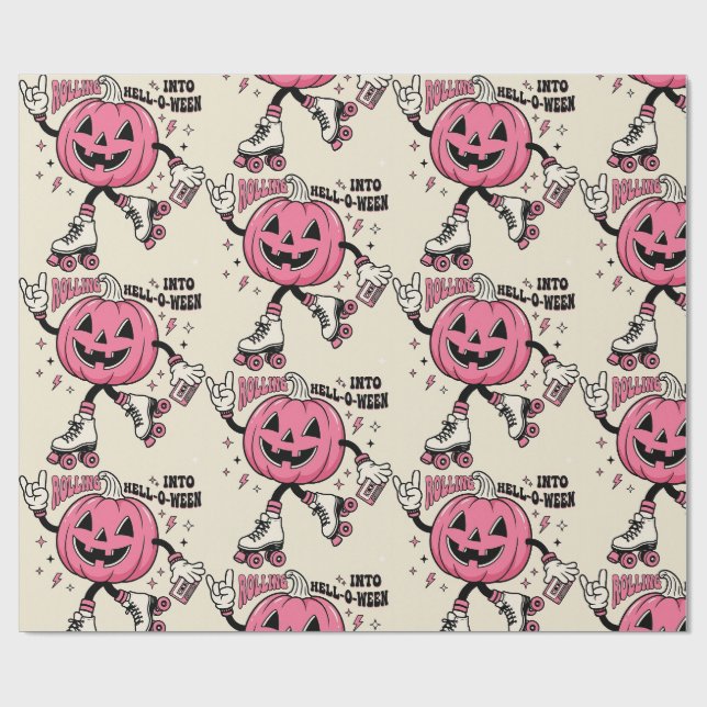 retro halloween pumpa presentpapper (Platt)