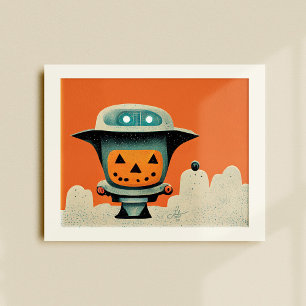Retro Halloween Robot 001 ・ Cute Kids Art Poster