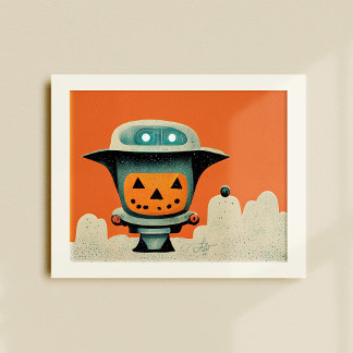 Retro Halloween Robot 001 ・ Cute Kids Art Poster