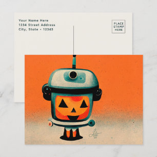 Retro Halloween Robot 002 ・ Cute Anpassningsbar Ki Vykort