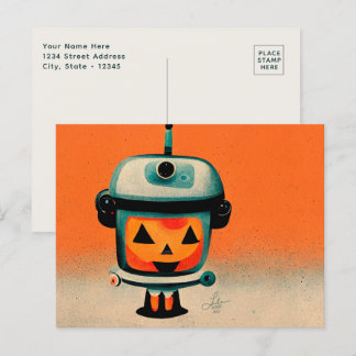 Retro Halloween Robot 002 ・ Cute Anpassningsbar Ki Vykort