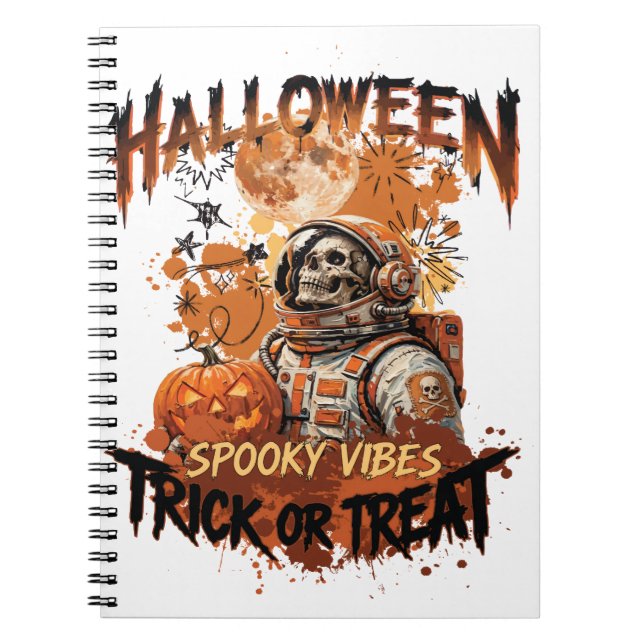 Retro Halloween Rymdfarare Anteckningsbok (Framsidan)