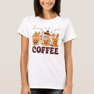 Retro Halloween Scary tills jag får kaffe T Shirt