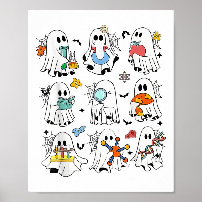 Retro Halloween Science Teacher Ghost Laboratory T Poster (Framsidan)