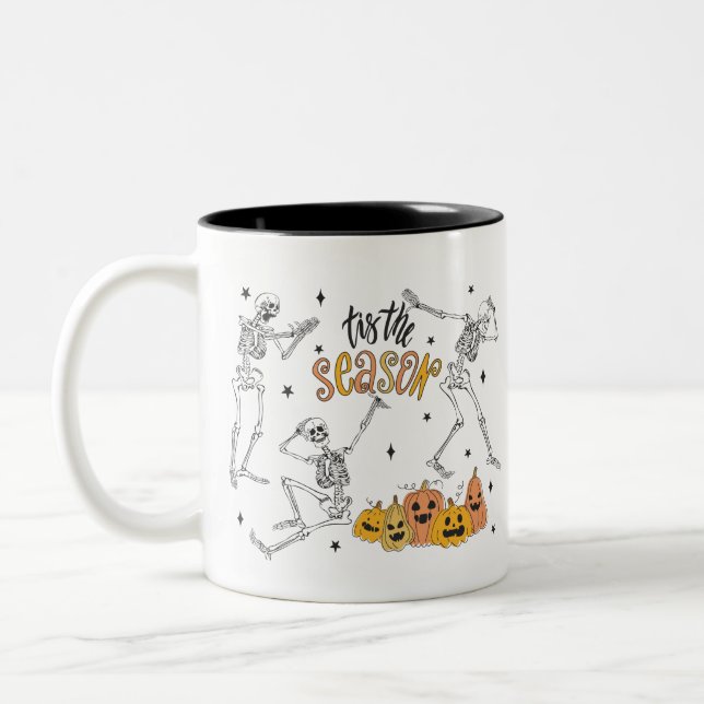 Retro Halloween Shirt, Funny Halloween Skull Två-Tonad Mugg (Vänster)