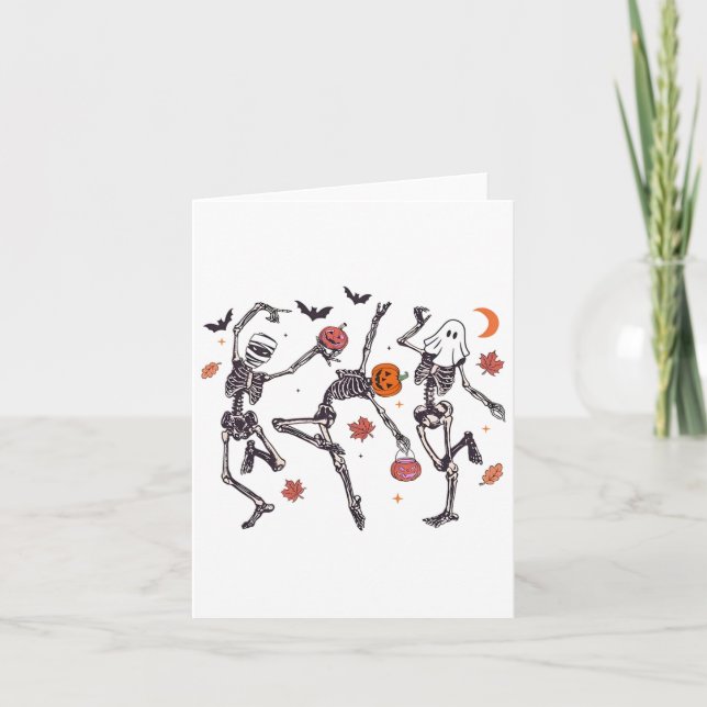 Retro Halloween Skeleton Dancing Pumpkin Gift Mana Kort (Framsida)