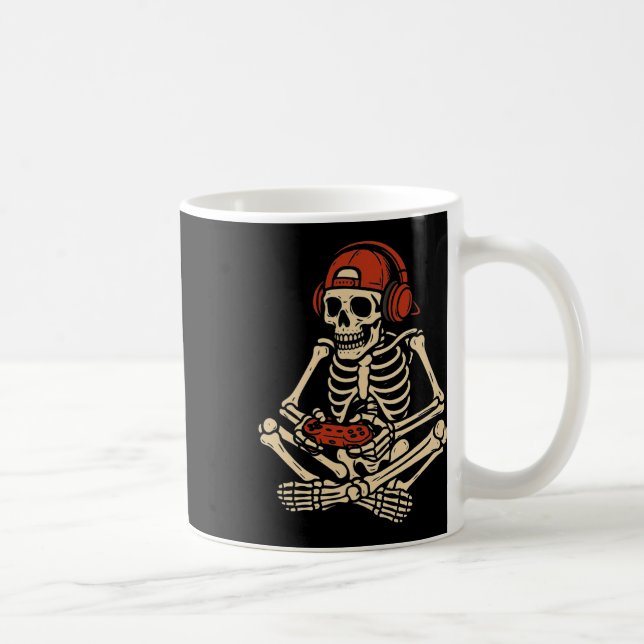 Retro Halloween Skeleton Gamer Video Gaming Boys M Kaffemugg (Höger)