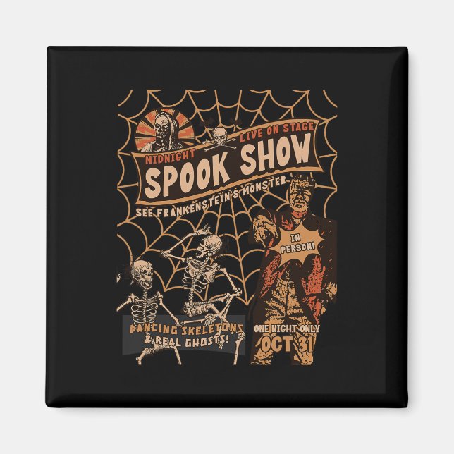 Retro Halloween Skeleton Horror Monster Midnight S Magnet (Framsidan)