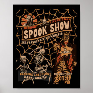 Retro Halloween Skeleton Horror Monster Midnight S Poster