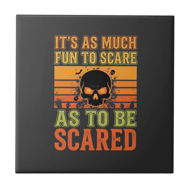Retro Halloween skrämmande skalle design_1 Kakelplatta (Framsidan)