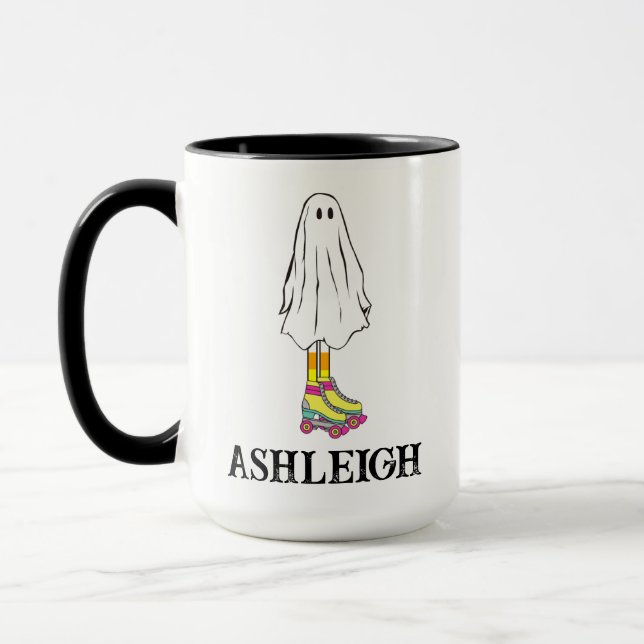 Retro Halloween Söt Summerween Spöke Anpassat Namn Mugg (Vänster)